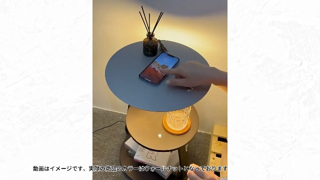 ⭐セミダブルベッド　サイドテーブルライト付き 木目調サイドテーブル コンセント付き ベッドサイド | 【公式】LOWYA
