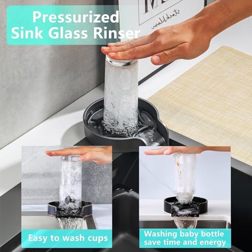 Image of BASINQU Kitchen Sink 24 inchx18 inchx9 inchInch Sink for Kitchen Basin 304 Stainless Steel Waterfall Sink With Honeycomb Black Finish Design Fully Equipped Waterfall Integrated Pull Down Faucet Sinks