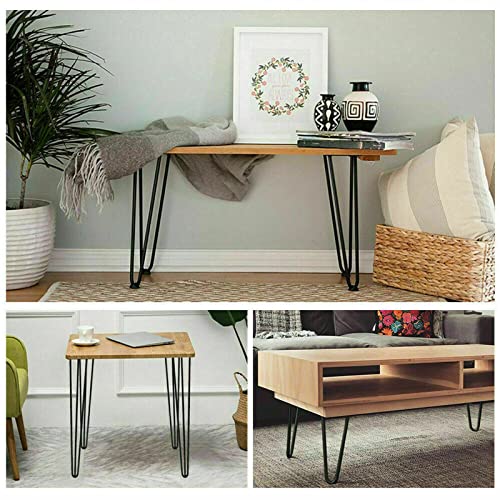 Viaka Table Legs Hairpin 71cm - 10mm Diameter Satin Raw Steel 3-Rod Hairpin Legs 28 inch Set of 4 with Protector Feet & Screws DIY Furniture Metal Table Legs for Coffee Table, Dining Table, Desk, Raw - Image 6