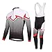 SKYSPER Homme Maillot de Cyclisme Manches Longues + Pantalons à Bretelle avec 3D Coussin Rembourrés en Gel Homme Cyclisme Jersey Respirant Séchage Rapide Tenue de Vélo VTT Sports de Plein Air