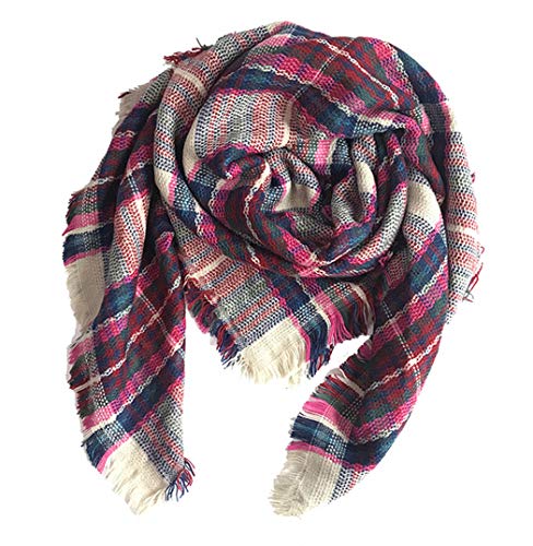 K T One Kids Girls Boys Warm Tassels Plaid Scarf Winter Ski Wrap