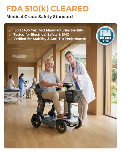 Paiseec S3 Mobility Scooter for Seniors, 25 Miles Long Lasting Mobility Scooter Foldable, Lightweight Travel Scooter for Seniors, 300 lbs Capacity, AI Speed Control, 250W Motor (Grey-25miles) - Thumbnail 6