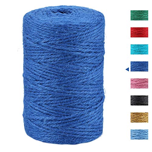 jijAcraft 100 M Dark Blue String,2 MM Jute Twine String,3-PLY Garden Twine,Package/Decoration String for Arts and Crafts