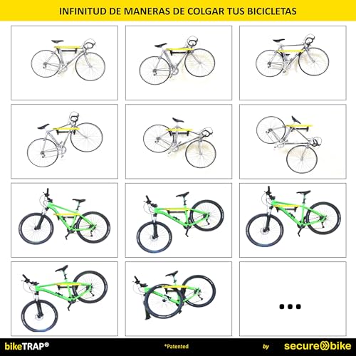 bikeTRAP - Soporte portabicicletas de Pared para Colgar hasta 2 bicis y candado antirrobo de Alta Seguridad. Gancho de Pared Ideal para almacenaje en el Garaje, Patio, trastero, etc - imagen 7