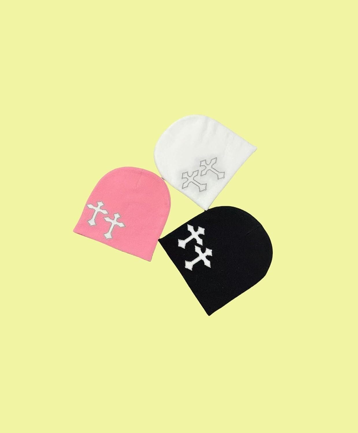 Zimowa Czapka Czapka Damska Czapka Hip Hop Graficzne Czapki Z Krzyżem Dekoracja Ciepłe Czapki Męskie Wełniane Dzianiny Zimowe Czapki Czapka Damska Męska (Color : White, Size : One size)