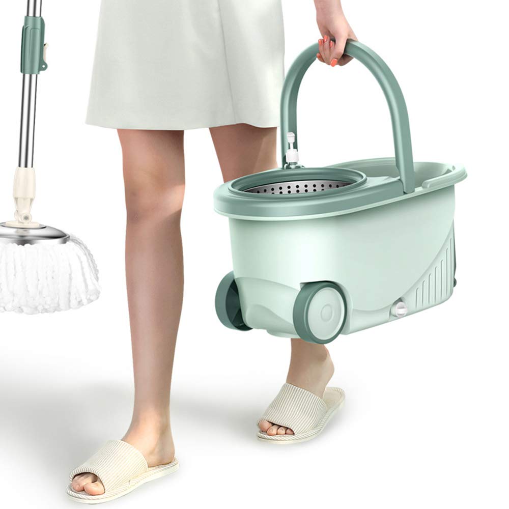 360 Grados de rotación de la Cabeza y los Trajes de algodón de Cubo para fregona de microfibras Verde Nórdica 24.5cm los 46.5cm * 28cm *