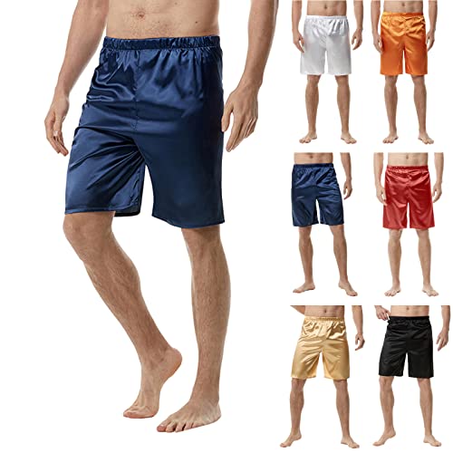 Mens Silk Satin Pajamas Shorts Nightwear Elastic Waist Comfy Casual Underwear Boxers Shorts Sleep Home Shorts Loungewear3