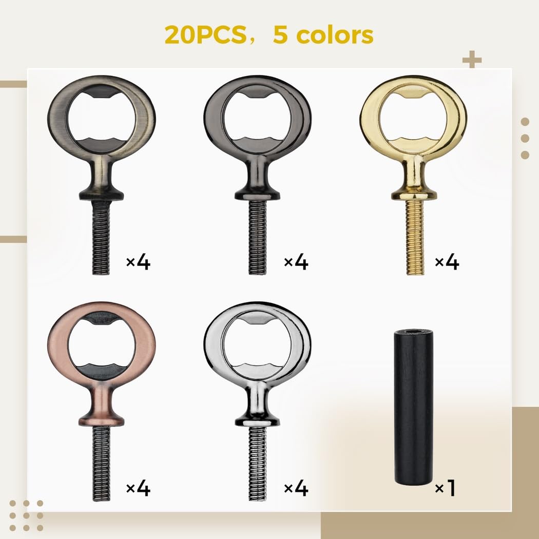 20 Stk. Metall Flaschenöffner aus Zinklegierung, flache Einsätze mit Gewinde, Bieröffner Set für DIY Projekte, Bastelideen, Holzgriffe und individuelle Anfertigungen für Bierflaschen