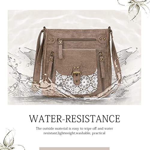 KL928 Crossbody Bags for Women Shoulder Purses and Handbags, PU Washed Leather,P-Khaki
