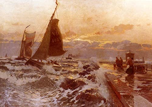 Toile murale abstraite Voiliers en mer agitée Petersen déco salon 60x90
