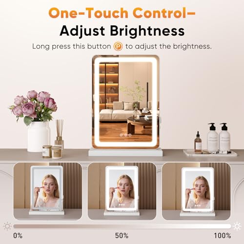 Espejo de maquillaje rectangular LED Sweetcrispy 18x13 pulgadas miniatura 2