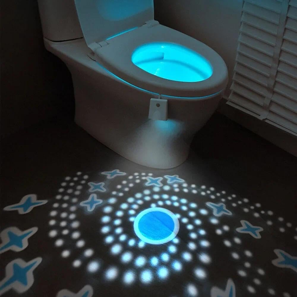 EBILUN Toilet Bowl LED Night Light, Motion Activated Seat Sensor Bathroom Seat 3D Lamp,USB Rechargeable Bathroom Toilet Lights Christmas (White)