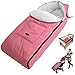 Sacos Para Sillas de Paseo, cubrepiernas para Bebé, Saco de dormir para bebé, con terciopelo Engrosado Impermeable A Prueba Viento desmontable, Apto para bebés mayores de 12 meses（Rosa）