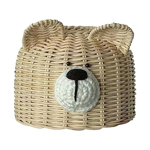 SANWOOD Lampshade Cover Bear Shape Dust-proof Rattan Lovely Appearance Replacement Lamp Shade for Home - Beige Cover