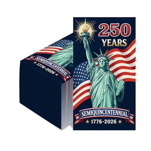 50 PCS 250th Anniversary Napkins 2 Ply Patriotic Napkins American Flag Disposable Hand Towels for Independence Day, 4th of July, Memorial Day Party Supplies Table Decorations