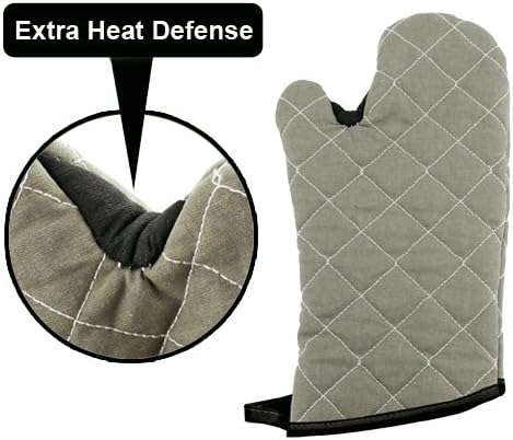 Miniatura 5 de New Star Foodservice Guantes de horno con defensa adicional, hasta 400 F, juego de 2 (oliva (ignífugoresistente de grado comercial), 13 pulgadas