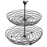 Black Metal Bird Nest Design 2 Tier Kitchen Produce & Fruit Basket / Decorative Display Stand - MyGift®