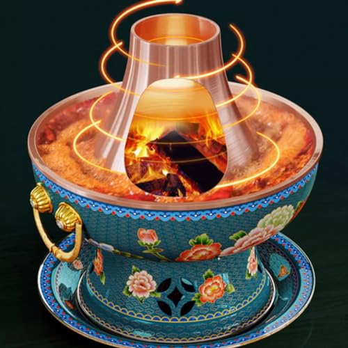 Olla china tradicional de cobre 34 cm verde miniatura 4