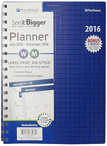 PlanAhead See It Bigger 18 Month Planner, July 2015 -December 2016, Assorted design colors (86568)