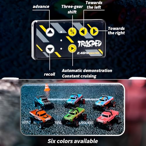Image of Mini RC Monster Truck, 1:64 Scale, 2.4G Remote Control, Alloy, Speed /Steering Adjustable, Grey, Adult, Unisex Hobbyists