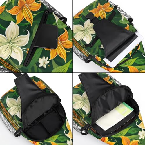 Sling bag unisex con diseño floral para senderismo miniatura 5