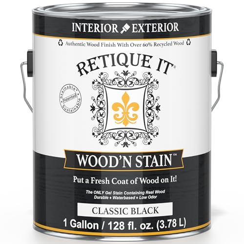 Retique It Wood'nStain - Liquid Wood Gel Stain Interior/Exterior (128 oz (Gallon), Classic Black)