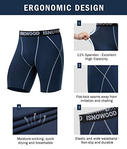 Isnowood Compression Shorts For Men Spandex Sports Athletic Trunks Underwear #TOP4