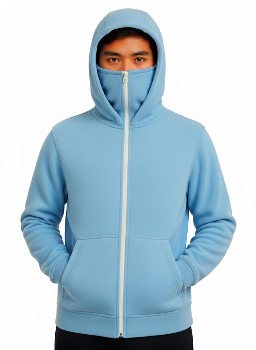 Cotton Travel/Trendy/Casual Balaclava Zipper Hoodie for Men-image-46