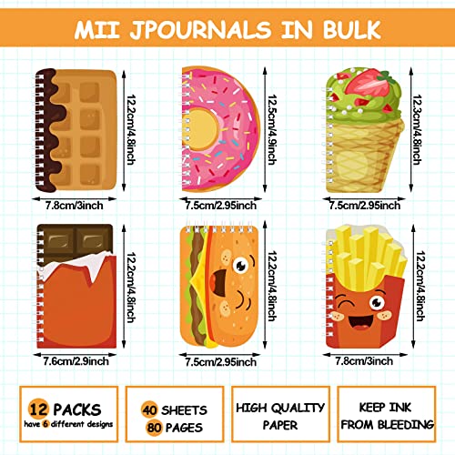 Ireer 12 Pieces Mini Spiral Notebooks Gift For Kids Small Spiral Cute Notebooks Bulk With Notepads Donut, Ice Cream, Waffle, Chocolate, French Fries And Hot Dog Covers For Kids #TOP1