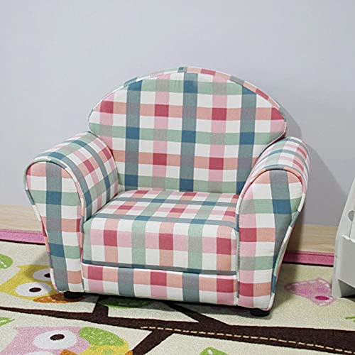 Wyrxb Children Sofa Cartoon Princess Cute Single Fabric Plaid Baby Girl Boy Kindergarten Small Sofa Seat #TOP4