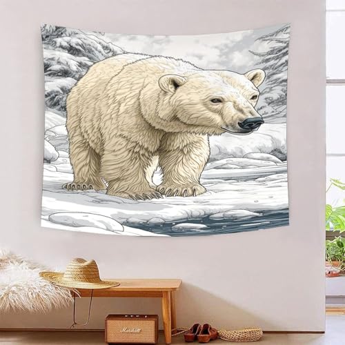 Tapisserie ours 3D 180x230cm grand tissu mural décoratif pour salon