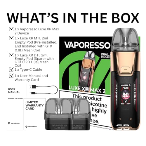 Vaporesso Luxe Xr Max 2 Vape Kit [Flowing Purple]-8 Colours-3200Mah Mega Battery, 2A Fast Charge, 80W Output,0.96" Tft + Rgb Lights,Dual Mesh Tech-Works With Luxe X,Xr Pods & Gtx Coils-No Nicotine - 3