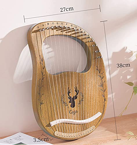 image for LJMGT Lyre Harp, 16 Strings Mahogany Solid Wood Metal String Adult/Chi