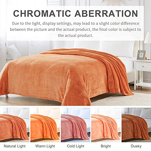 Bourina Fleece Blanket Flannel Throw Blanket (Orange,Throw Size) Lightweight Cozy Microfiber Blanket For Sofa, Couch, Bed, Camping, Travel, 50X60 Inches #TOP6