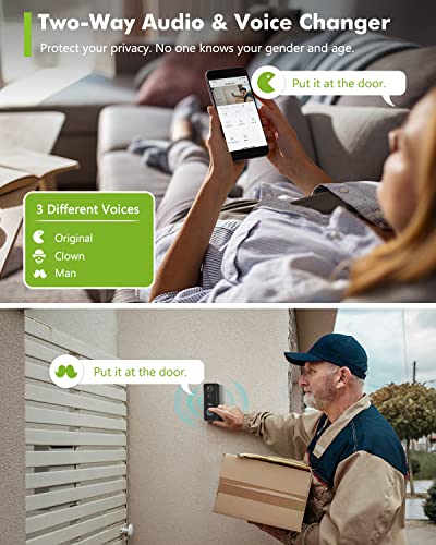 Doorbell Camera Wireless With Chime, Tiejus By Zumimall Video Doorbell, 2 Way Audio, Voice Changer, Voice Message, Pir Motion Detection, Night Vision, Sd & Cloud Storage, Ip66 Waterproof, 2.4G Wifi #TOP1