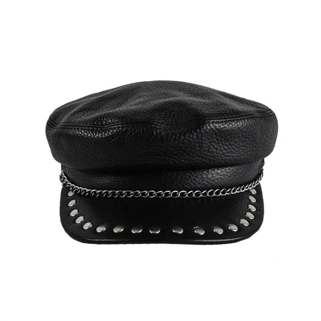 Skórzana czapka baseballowa damska militarna czarna czarne czapki taktyczne kapitan marynarz czapki unisex,Szary 1 L