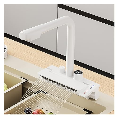 Grifo de cocina cascada blanco que elimina salpicaduras y llega a cada esquina 2