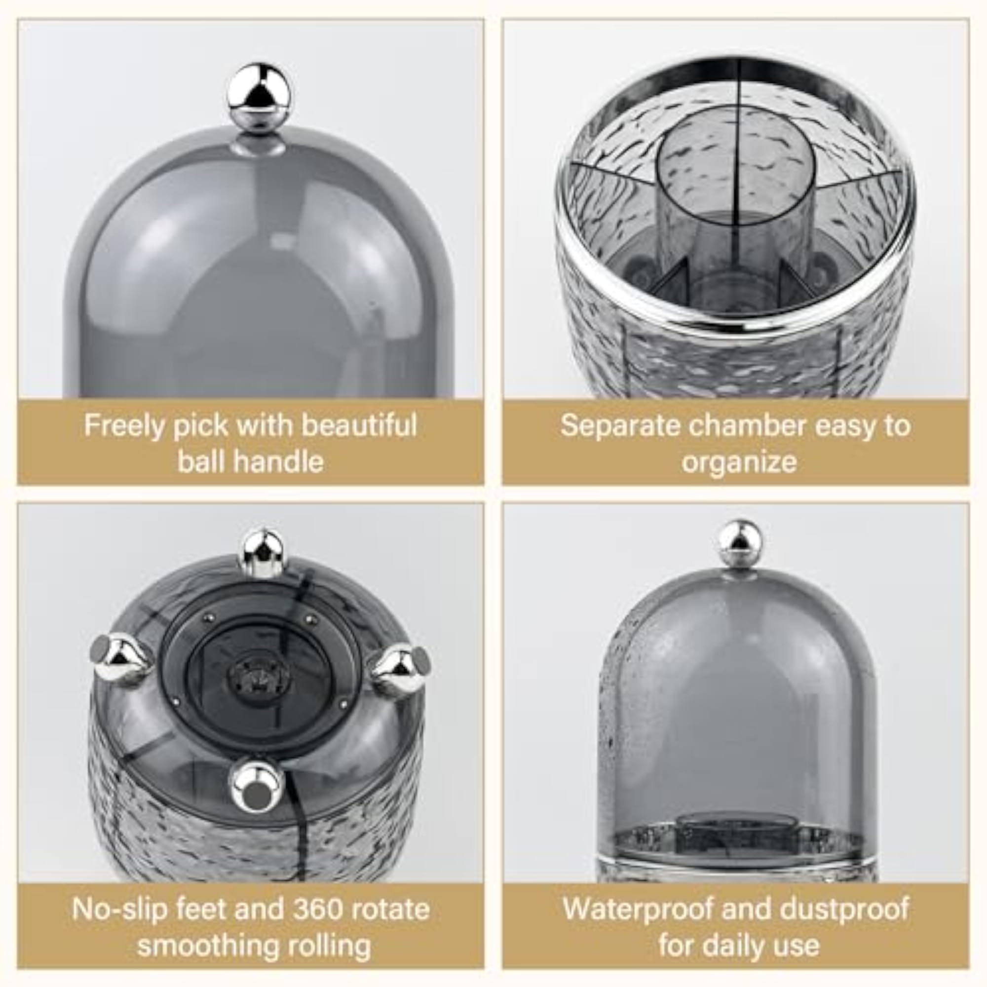 360 Rotating Makeup Brush Holder with Lid