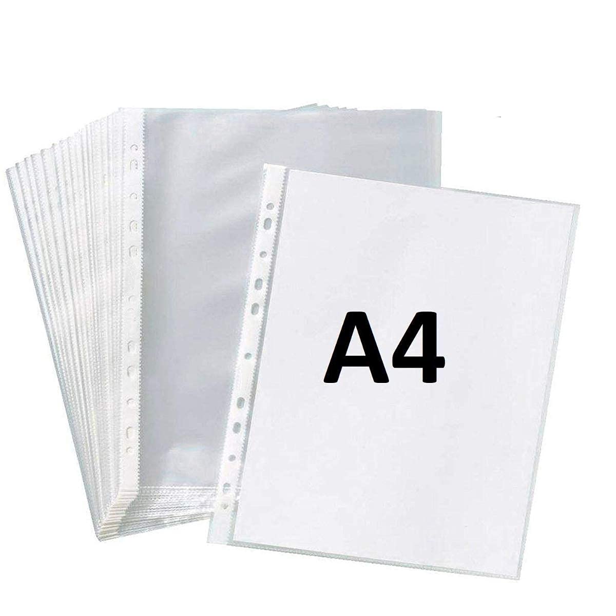 FutureX Heavy Duty Transparent Document Sleeves, Leaf Sheet Clear Certificates/Waterproof Sheet Protectors 11 Holes Punched Ring Files Folder (200Mic_Pack of 50)