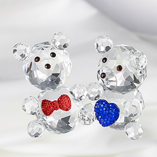 H&D Hyaline&Dora 2PCS cristallo Baby Bear Figurine vetro animale fermacarte decorazione della tavola