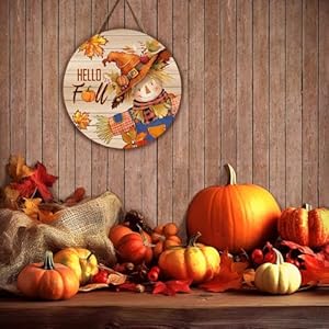 Hello Fall Autumn Scarecrow Door Sign for Porch Pumpkins Maple Leaf Wood Hangers Farmhouse Door Sign for Front Door Decor Seasonal Home Decorations Autumn Wall Hanger Sign Hello Fall Autumn Scarecrow Door Sign for Porch Pumpkins Maple Leaf Wood Hangers Farmhouse Door Sign for Front Door Decor Seasonal Home Decorations Autumn Wall Hanger Sign