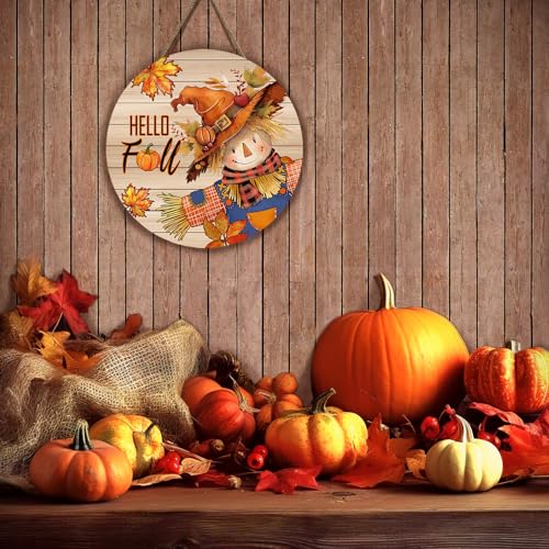 Hello-Fall-Autumn-Scarecrow-Door-Sign-for-Porch-Pumpkins-Maple-Leaf-Wood-Hangers-Farmhouse-Door-Sign-for-Front-Door-Decor-Seasonal-Home-Decorations-Autumn-Wall-Hanger-Sign Hello Fall Autumn Scarecrow Door Sign for Porch Pumpkins Maple Leaf Wood Hangers Farmhouse Door Sign for Front Door Decor Seasonal Home Decorations Autumn Wall Hanger Sign