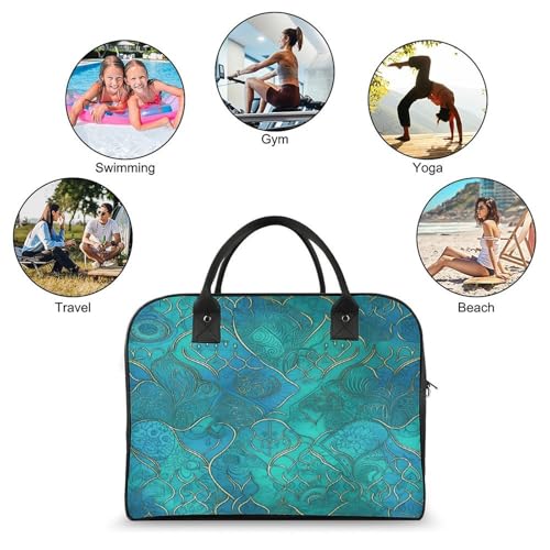 Maletín ligero para laptop unisex con patrón turquesa miniatura 4