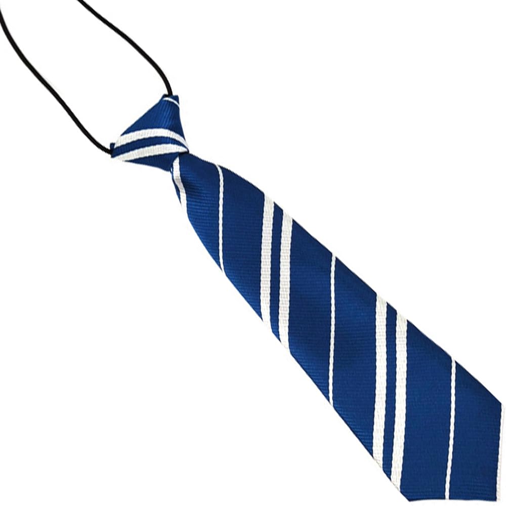 TAOSHEN 29CM Elastic Pre-Tied Kids Necktie, College Style One Size Elasticated Stain Plain Boys Girls Stripe Formal Tie for Wedding Graduation School Uniforms, Stripe Blue 1 Pack