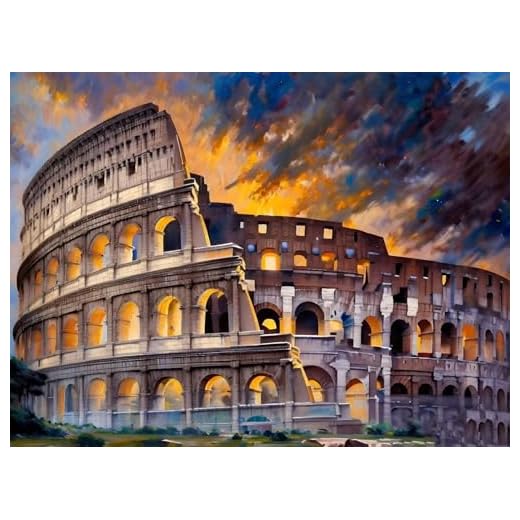 Peinture par Numéros pour Adulte Le Colisée de Rome, Activité Manuelle Kit de Peinture à l'huile sur Toile Bricolage pour Enfant avec pinceaux Peinture de Dessin de Pigment Acrylique, 90x120cm L-741