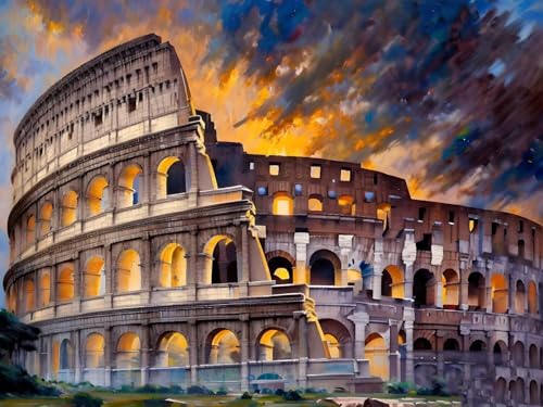 Pintura por números para Adultos Coliseo de Roma, Pinturas al óleo Acrílicas por Números para Adultos Principiantes Kit de Pintura para Niños, arte Decoración de pared - sin marco 45x60cm N-741