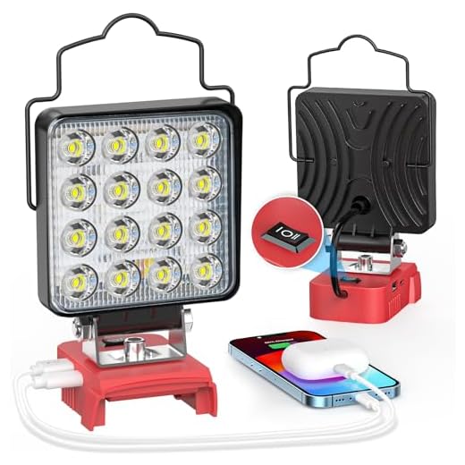 Upgraded LED Work Light for Milwaukee ,Ecarke Square 48w 4" Cordless LED Flood Work Lights, M18 18V Battery Lithium Light with Low Voltage Protection & USB&Type-C Charging Port