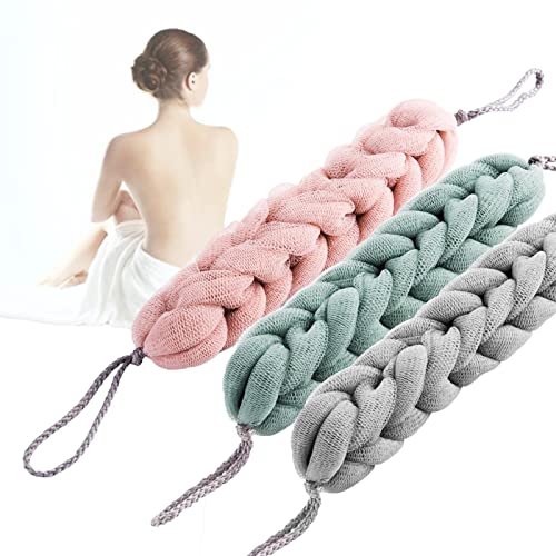 Osuter 3PCS Eponge Loofah Exfoliante Doux Maille fine Fleur de Douche Long Couleur Éponge pour Bain Durable Brosse de Douche pour les Femmes et Hommes Cover
