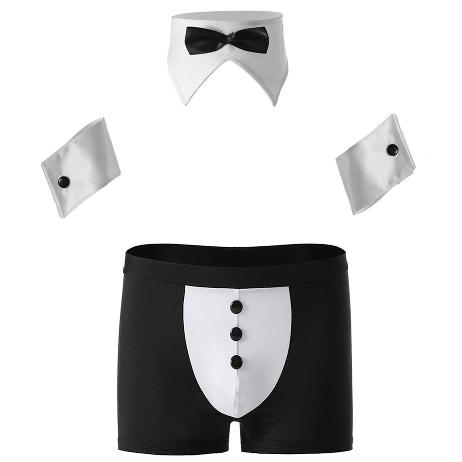 Unisex Lingerie Bow Tie Bikini Briefs Gentleman Roleplay Costume-image-7