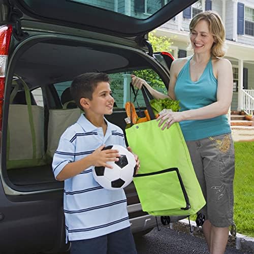 NymphFable Foldable Shopping Bags with Wheels Portable Trolley Bags Shopping Cart Bags Shopping Trolley Bag Travel Cart Luggage Bag Green
